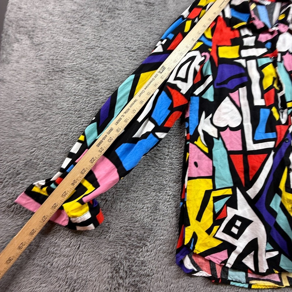 Big Dart Vintage 90s Womens Abstract Geometric Art Button Shirt Colorful M - Picture 4 of 6